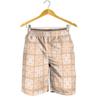 Beige Palaka Quilt Hawaii Shorts for Men Traditional Hawaii-plaid Pattern LT14 - Polynesian Pride