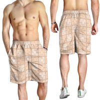 Beige Palaka Quilt Hawaii Shorts for Men Traditional Hawaii-plaid Pattern LT14 - Polynesian Pride