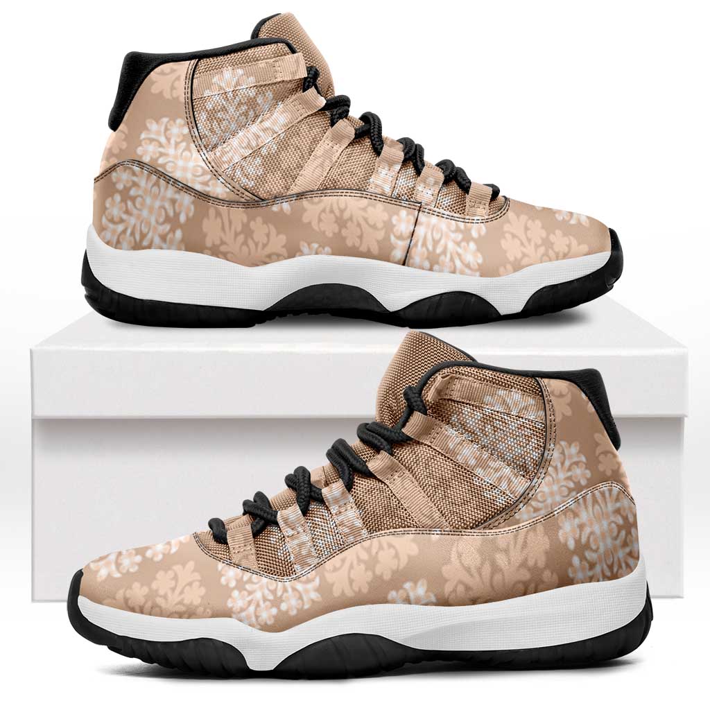 Beige Palaka Quilt Hawaii Sneakers J11 Traditional Hawaii-plaid Pattern - Polynesian Pride