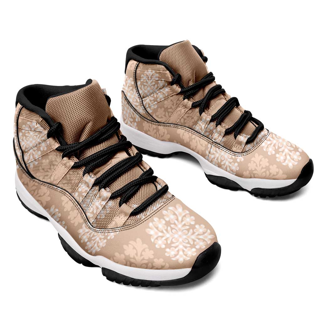 Beige Palaka Quilt Hawaii Sneakers J11 Traditional Hawaii-plaid Pattern - Polynesian Pride