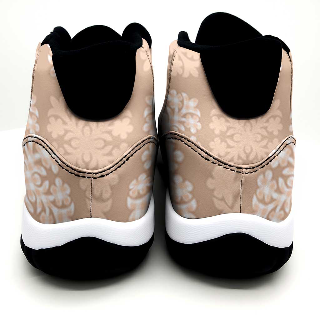 Beige Palaka Quilt Hawaii Sneakers J11 Traditional Hawaii-plaid Pattern - Polynesian Pride
