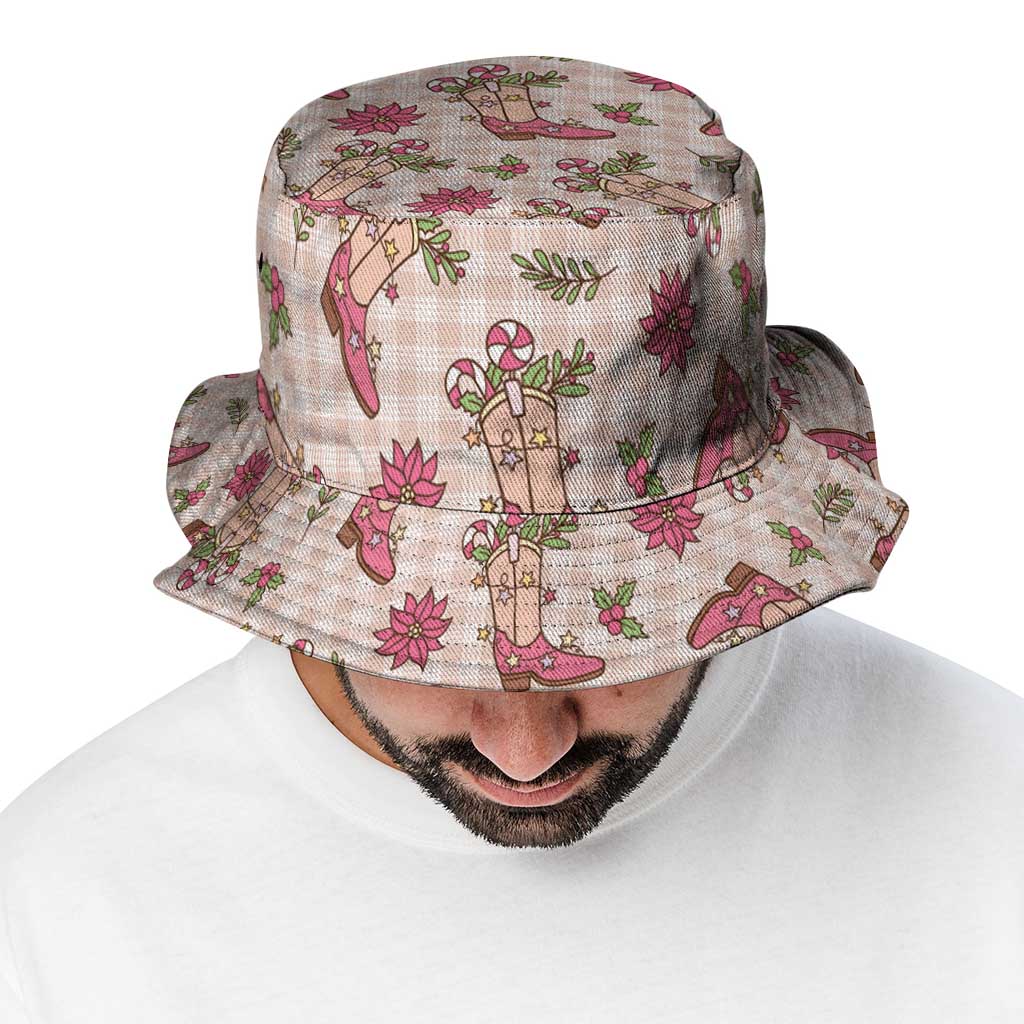 Beige Paniolo Palaka Hawaiian Cowgirl Christmas Bucket Hat - Polynesian Pride