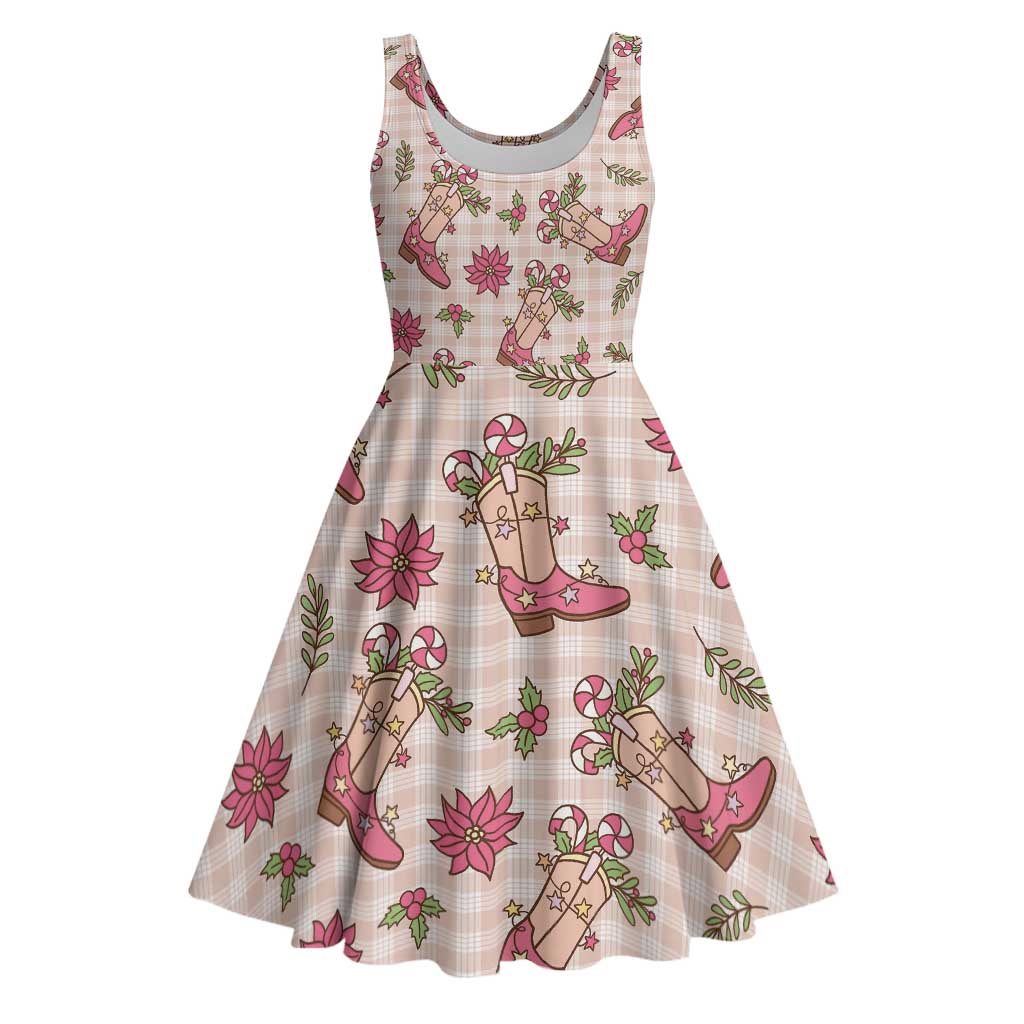 Beige Paniolo Palaka Hawaiian Cowgirl Christmas Midi Dress LT9 Beige - Polynesian Pride