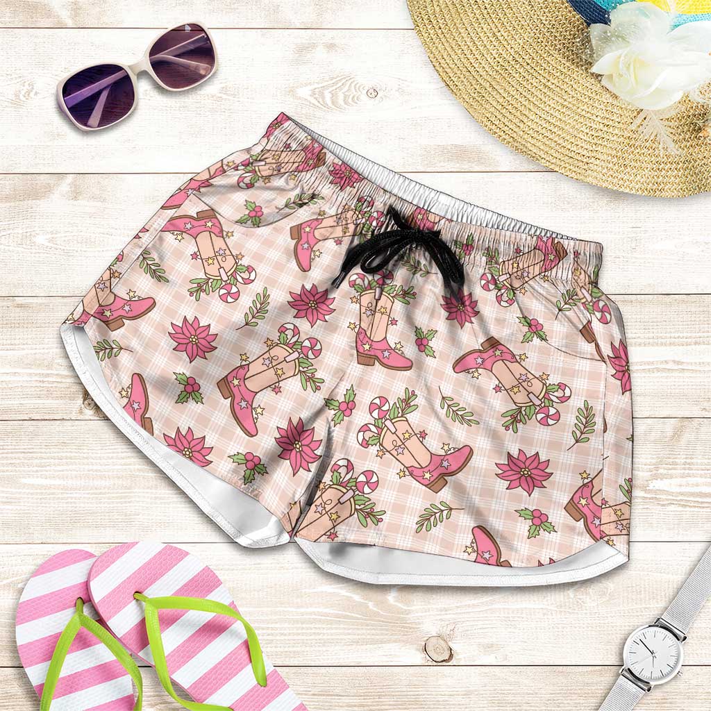 Beige Paniolo Palaka Hawaiian Cowgirl Christmas Shorts for Women LT9 Beige - Polynesian Pride