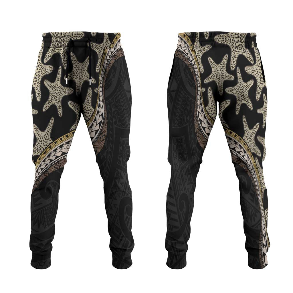 Beige Polynesian Starfish Unique Pattern Jogger Pants
