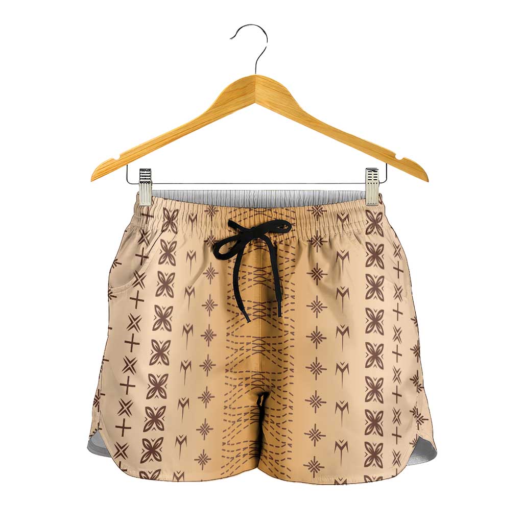 Beige Samoa Malu Tattoo Inspired Shorts for Women