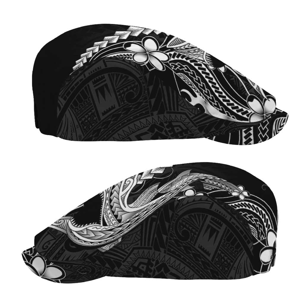 Black Aloha Hawaii Jeff Hat Polynesian Shark Tattoo With Plumeria - Polynesian Pride