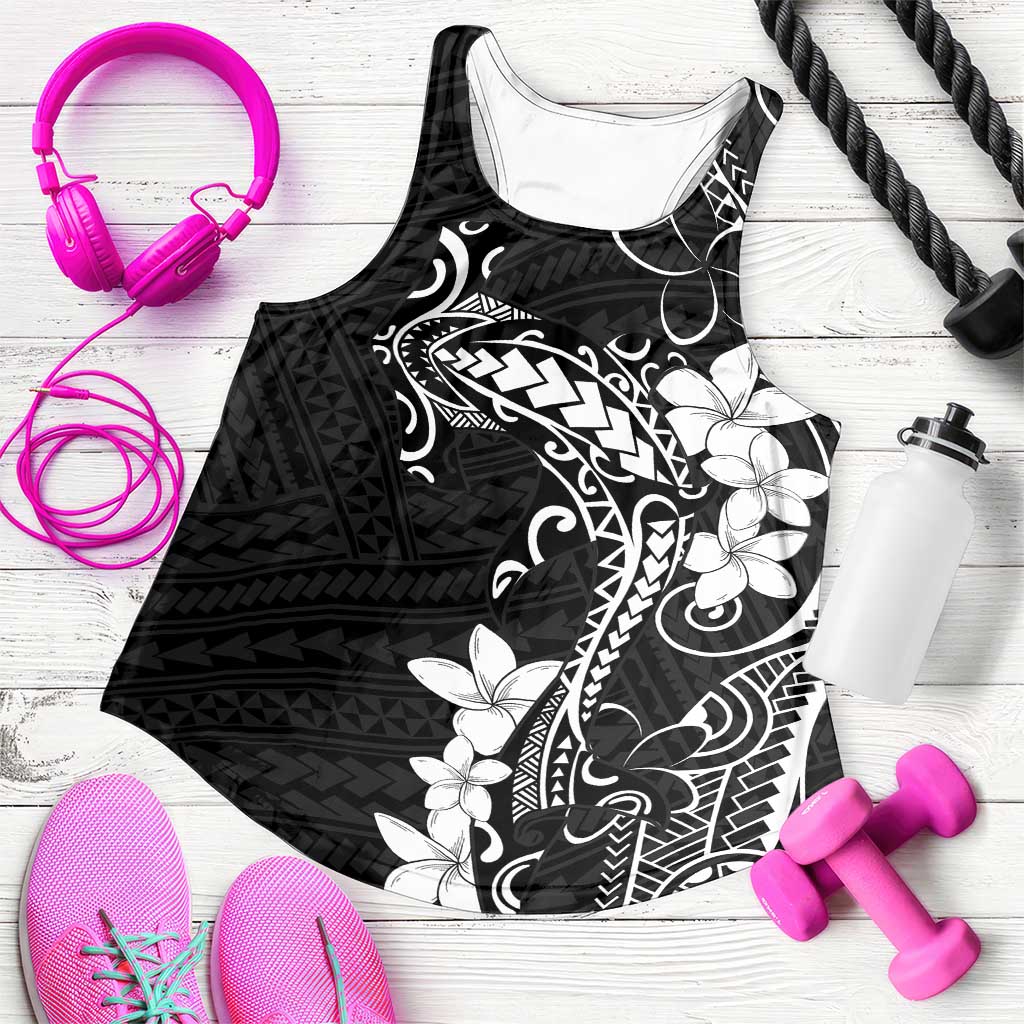 Black Hawaii Women Racerback Tank Hammerhead Shark Tattoo Curve Polynesian LT14 Black - Polynesian Pride