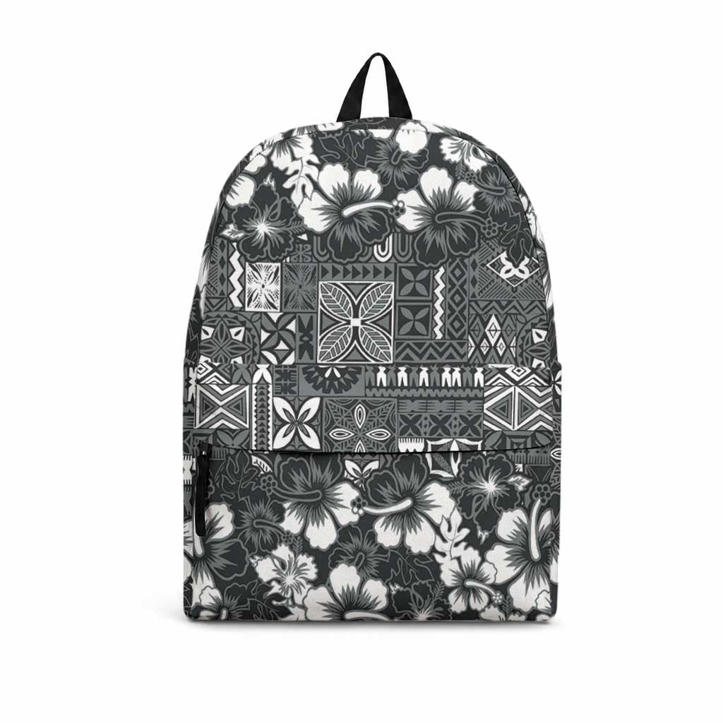 Black Hawaiian Tapa Tribal Hibiscus Backpack LT9 Black - Polynesian Pride