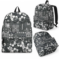 Black Hawaiian Tapa Tribal Hibiscus Backpack LT9 - Polynesian Pride