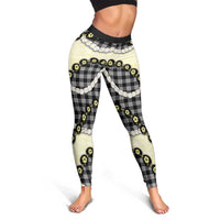Black Palaka Hawaii Leggings Kukui Nut Pikake Lei Hawaiian Tapa Pattern LT14 - Polynesian Pride