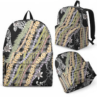 Black Palaka Hawaii Leis Backpack Hawaiian-plaid Elegant Tropical Vibes LT14 - Polynesian Pride