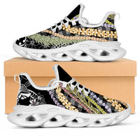 Black Palaka Hawaii Leis Clunky Sneakers Hawaiian-plaid Elegant Tropical Vibes LT14 Black - Polynesian Pride