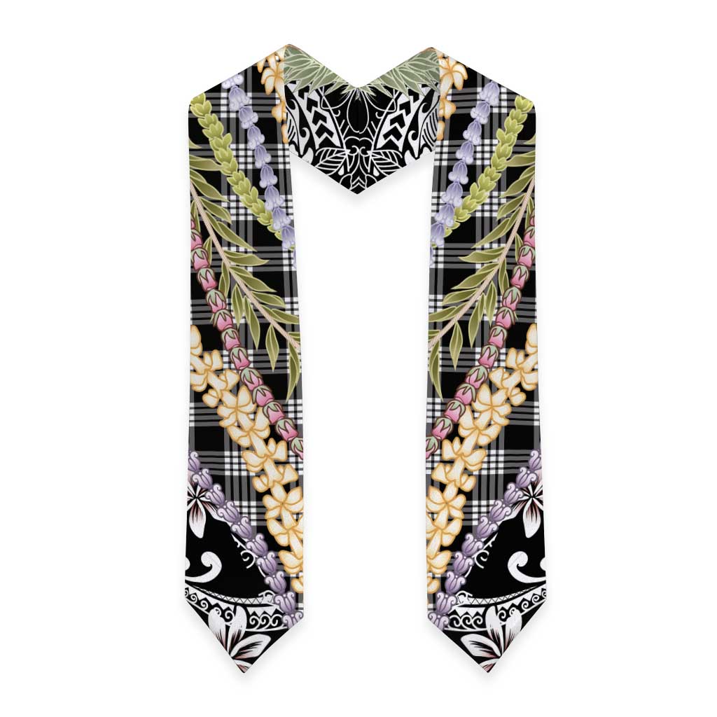 Black Palaka Hawaii Leis Graduation Stole Hawaiian-plaid Elegant Tropical Vibes - Polynesian Pride