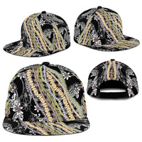 Black Palaka Hawaii Leis Snapback Cap Hawaiian-plaid Elegant Tropical Vibes LT14 - Polynesian Pride