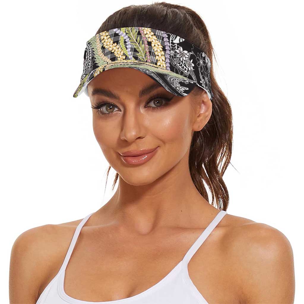 Black Palaka Hawaii Leis Sun Visor Cap Hawaiian-plaid Elegant Tropical Vibes LT14 - Polynesian Pride