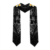 Black Polynesia Graduation Stole Plumeria Tropical Leaves With Galaxy Polynesian Art
