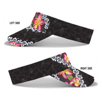 Black Polynesia Sun Visor Cap Plumeria With Hibiscus Pattern Tropical Vibes
