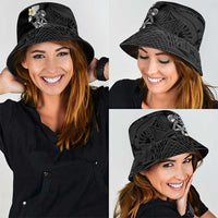 Black Samoa Tattoo Bucket Hat Plumeria Samoan Ocean Tatau Pattern - Polynesian Pride