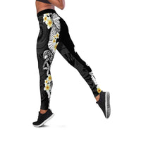 Black Samoa Tattoo Leggings Plumeria Samoan Ocean Tatau Pattern LT14 Black - Polynesian Pride
