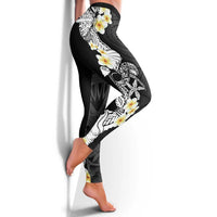 Black Samoa Tattoo Leggings Plumeria Samoan Ocean Tatau Pattern LT14 - Polynesian Pride