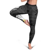 Black Samoa Tattoo Leggings Plumeria Samoan Ocean Tatau Pattern LT14 - Polynesian Pride