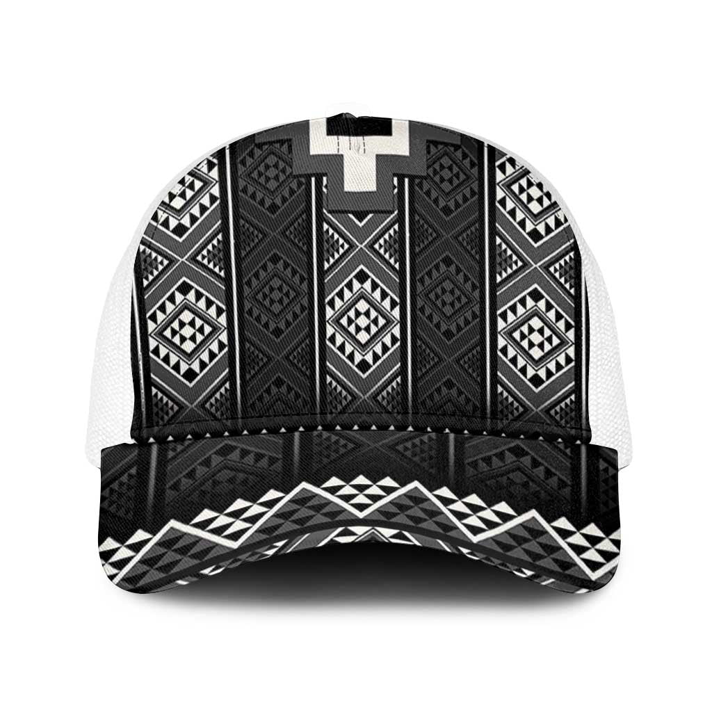 Black Taniko Aotearoa Baseball Net Cap Niho Taniwha Mix Poutama - Polynesian Pride
