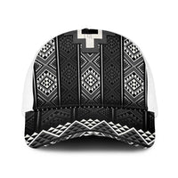 Black Taniko Aotearoa Baseball Net Cap Niho Taniwha Mix Poutama - Polynesian Pride