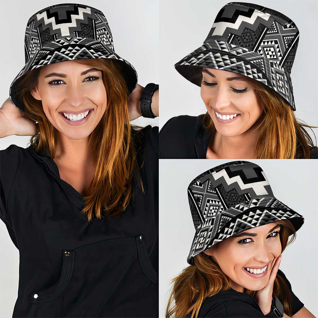 Black Taniko Aotearoa Bucket Hat Niho Taniwha Mix Poutama LT14