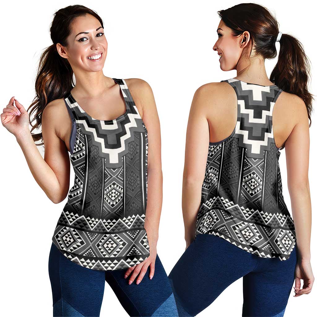 Black Taniko Aotearoa Women Racerback Tank Niho Taniwha Mix Poutama LT14