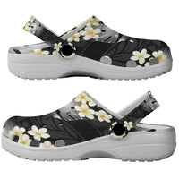 Black Tropical Hawaii Clogs Shoes Seamless Monstera Plumeria Hawaiian Pattern LT14 - Polynesian Pride