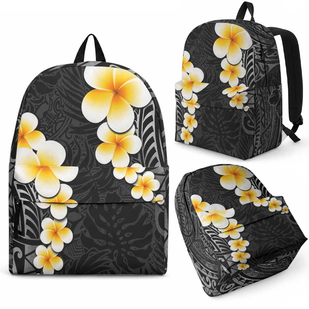 Black Tropical Plumeria With Galaxy Polynesian Art Backpack LT14 - Polynesian Pride