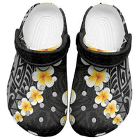 Black Tropical Plumeria With Galaxy Polynesian Art Clogs Shoes