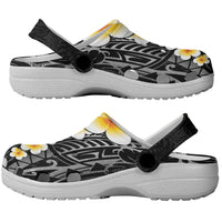 Black Tropical Plumeria With Galaxy Polynesian Art Clogs Shoes