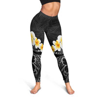 Black Tropical Plumeria With Galaxy Polynesian Art Leggings LT14 - Polynesian Pride