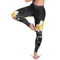 Black Tropical Plumeria With Galaxy Polynesian Art Leggings LT14 - Polynesian Pride
