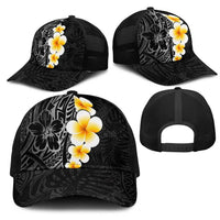 Black Tropical Plumeria With Galaxy Polynesian Art Mesh Trucker Cap - Polynesian Pride