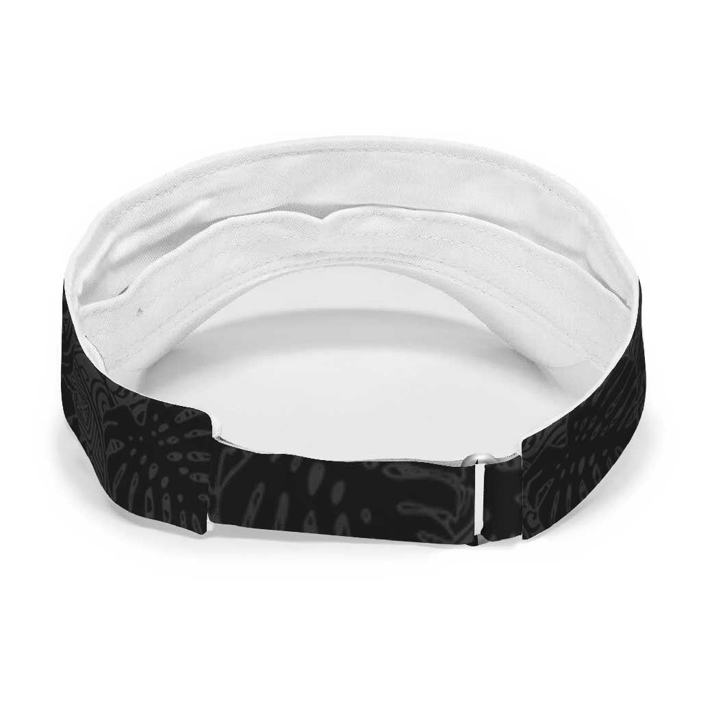 Black Tropical Plumeria With Galaxy Polynesian Art Sun Visor Cap