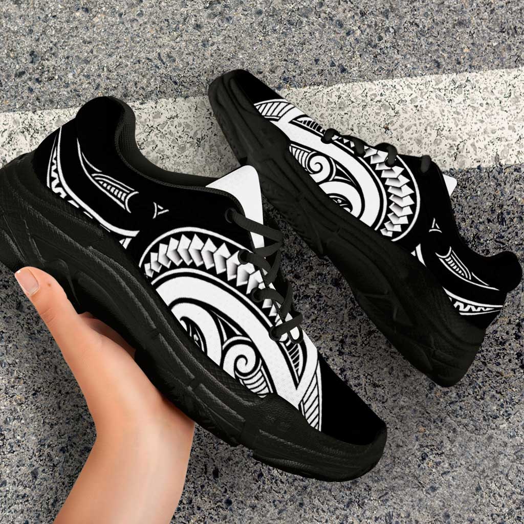 Black White New Zealand Puhoro Ta Moko Chunky Sneakers