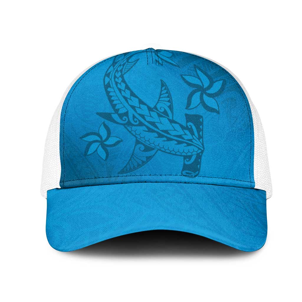 Blue Gradient Polynesia Mesh Trucker Cap Hawaiian Tribal Hammerhead Shark Tattoo - Polynesian Pride
