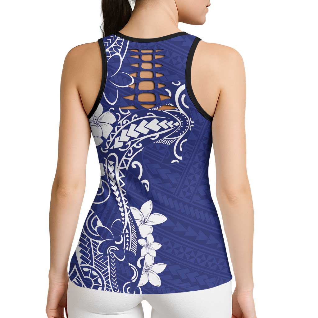 Blue Hawaii Hollow Tank Top Hammerhead Shark Tattoo Curve Polynesian LT14 - Polynesian Pride
