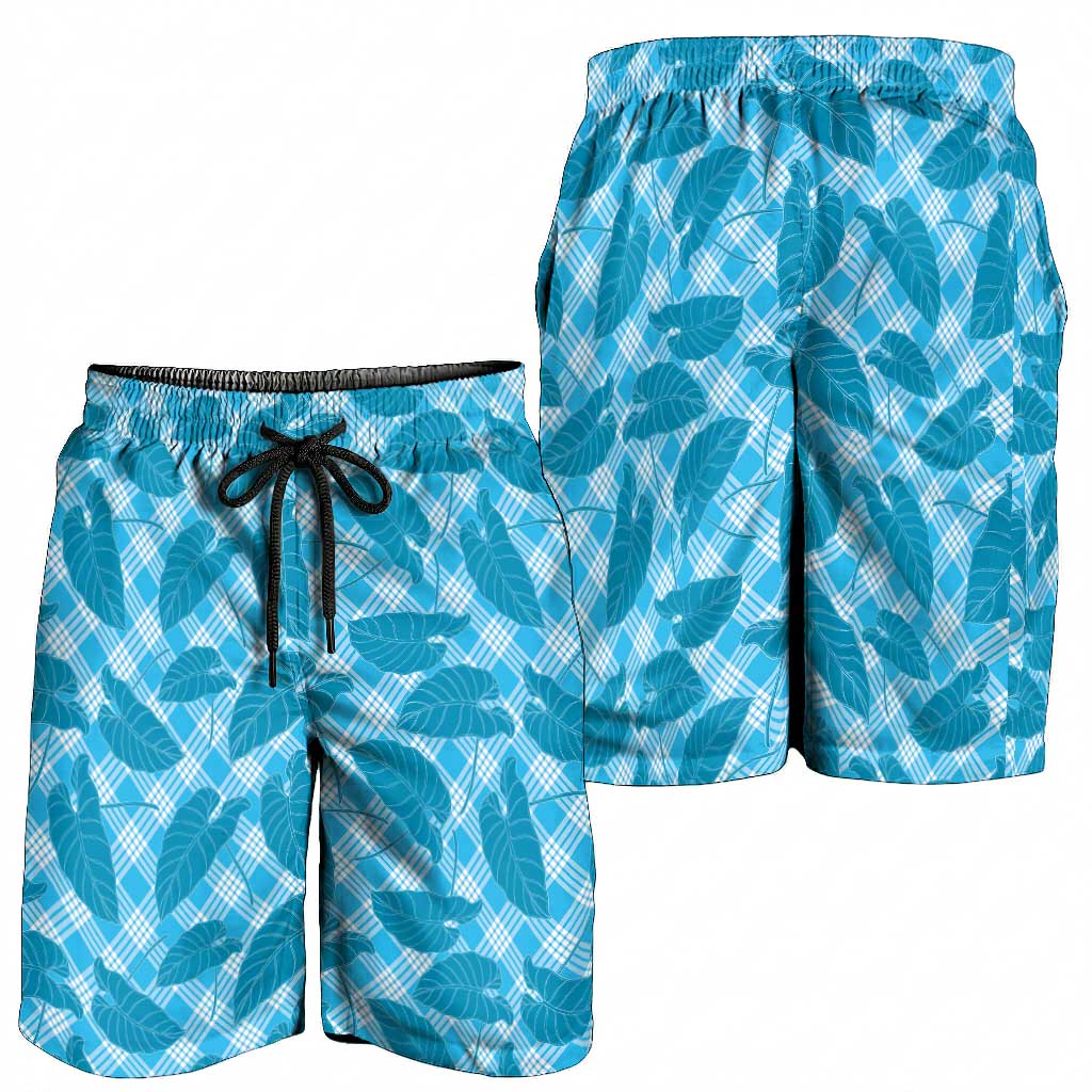 Blue Hawaii Kalo Palaka Motifs Shorts for Men Hawaiian Taro Leaves Elegant Vibes LT14 - Polynesian Pride