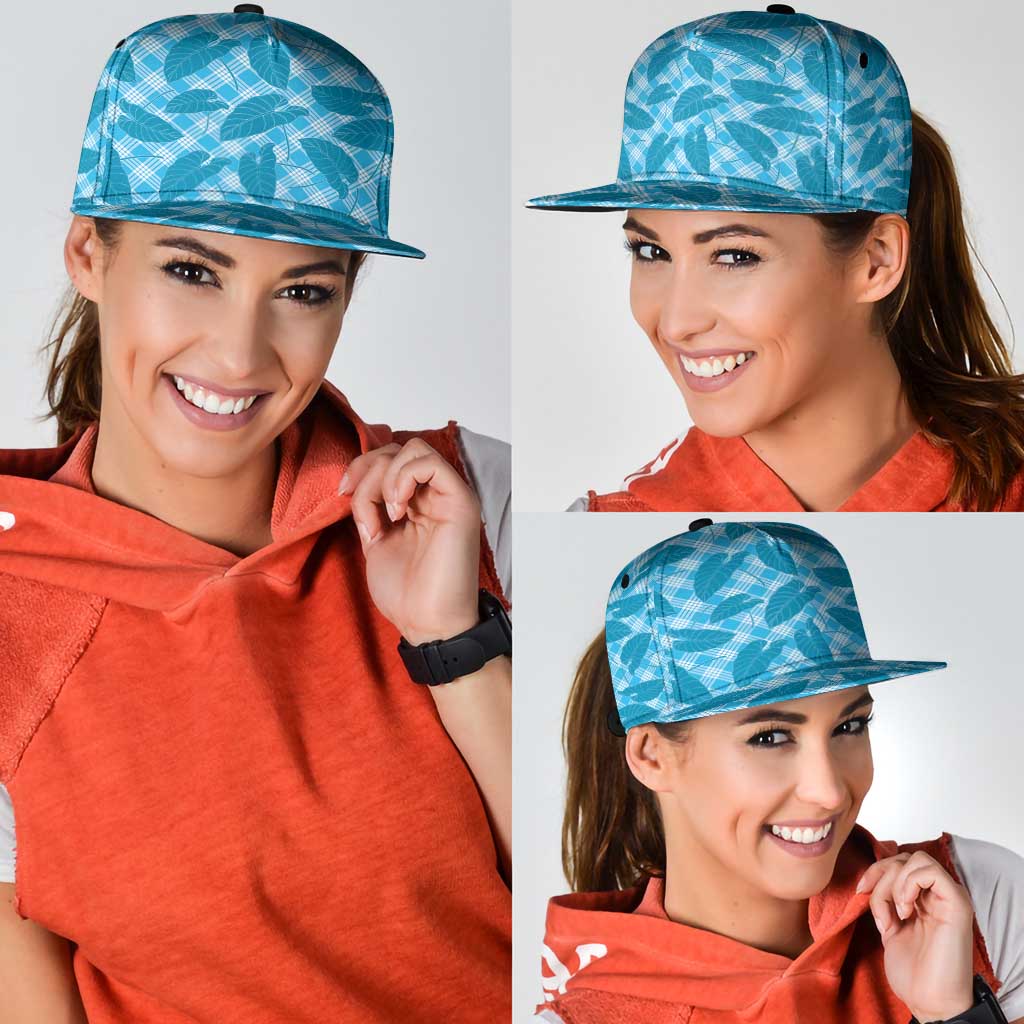 Blue Hawaii Kalo Palaka Motifs Snapback Cap Hawaiian Taro Leaves Elegant Vibes