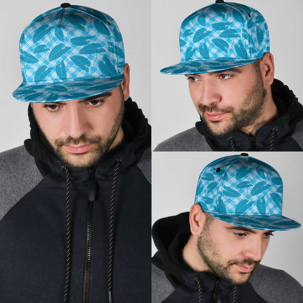 Blue Hawaii Kalo Palaka Motifs Snapback Cap Hawaiian Taro Leaves Elegant Vibes