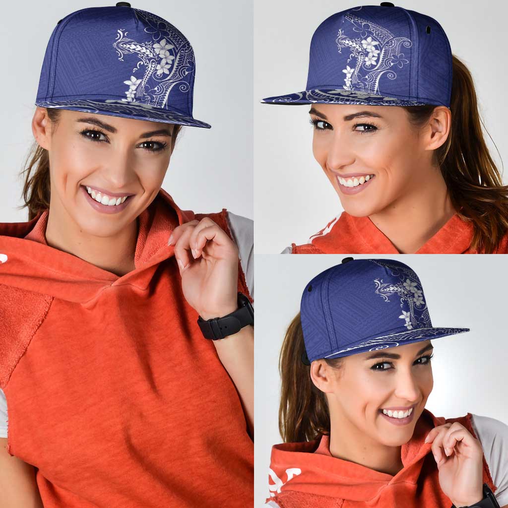 Blue Hawaii Snapback Cap Hammerhead Shark Tattoo Curve Polynesian - Polynesian Pride