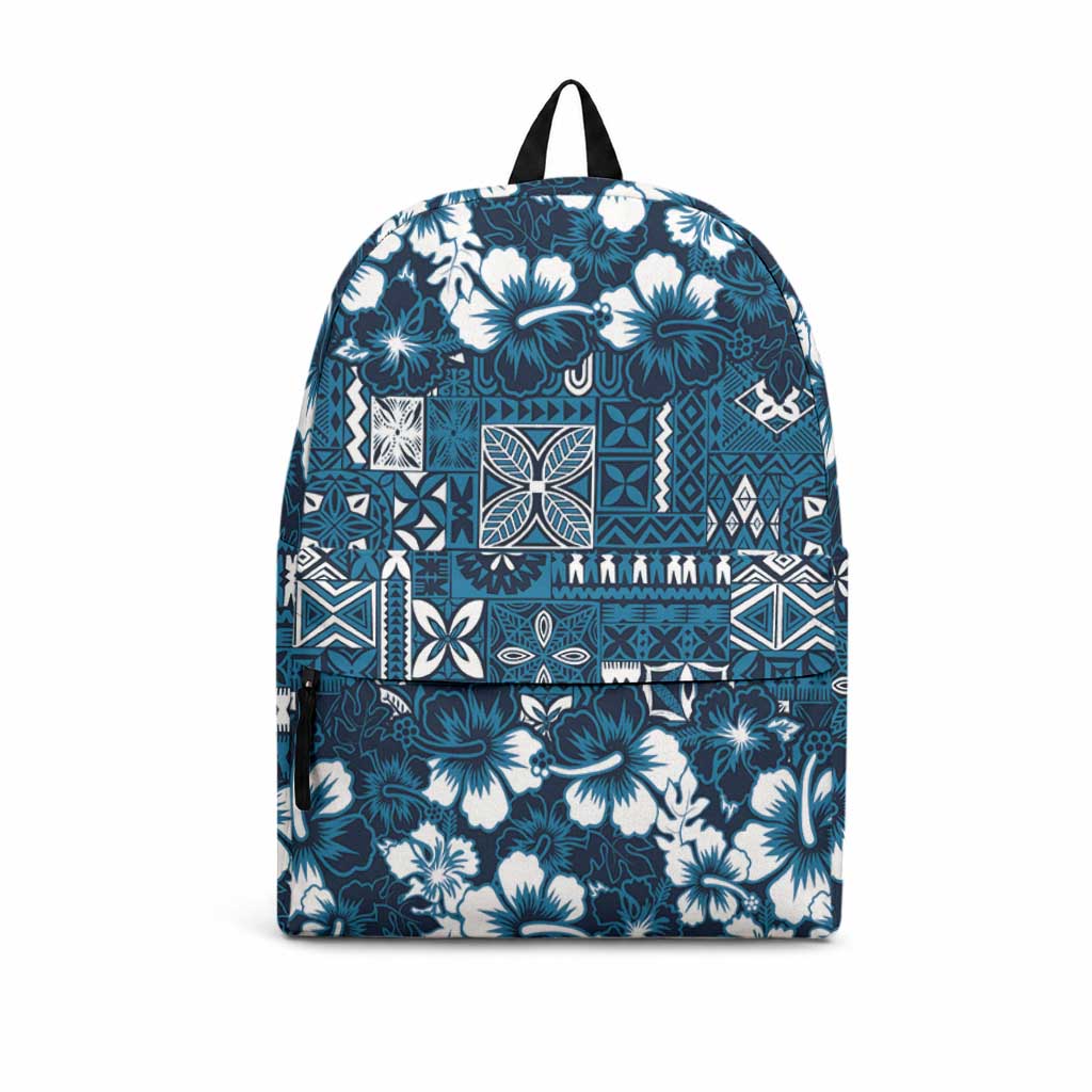 Blue Hawaiian Tapa Tribal Hibiscus Backpack LT9 Blue - Polynesian Pride