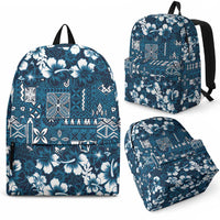 Blue Hawaiian Tapa Tribal Hibiscus Backpack LT9 - Polynesian Pride