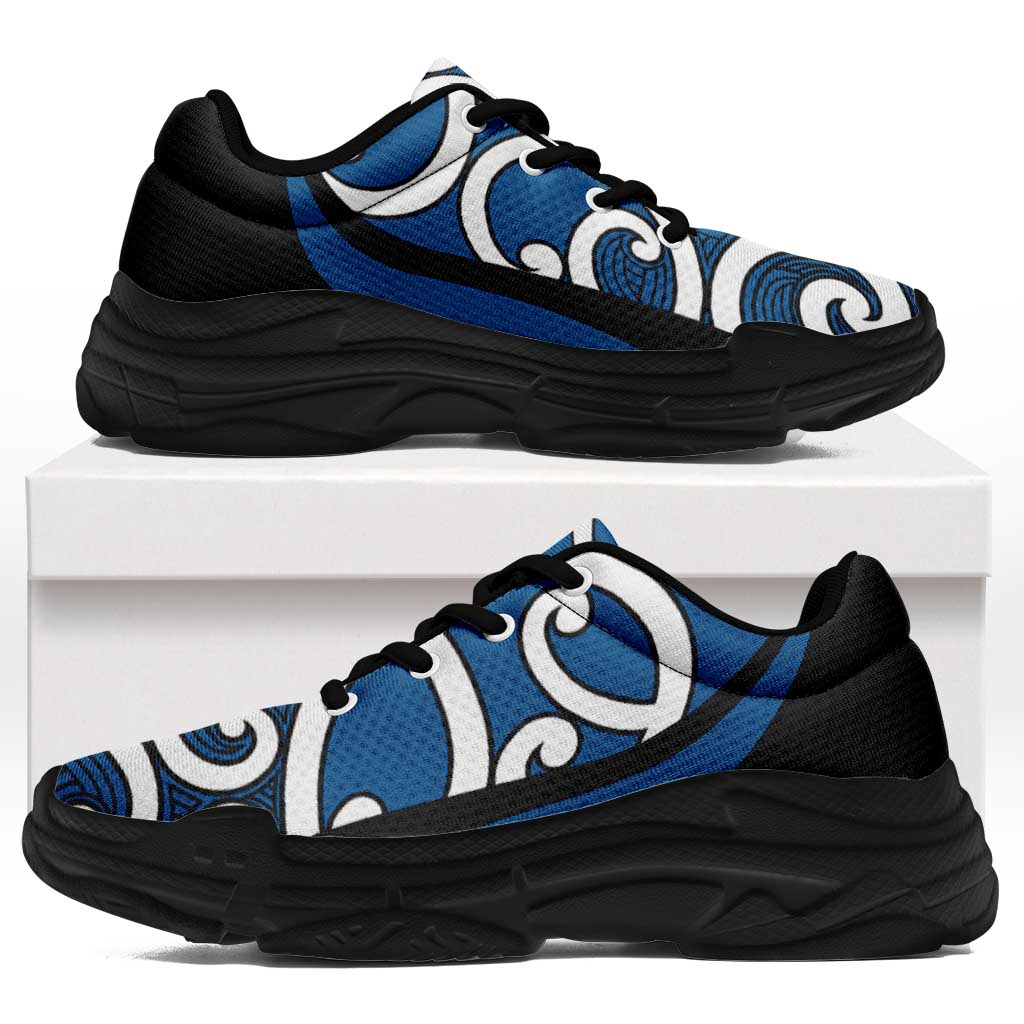 Blue Maori Koru New Zealand Chunky Sneakers LT14 Blue - Polynesian Pride