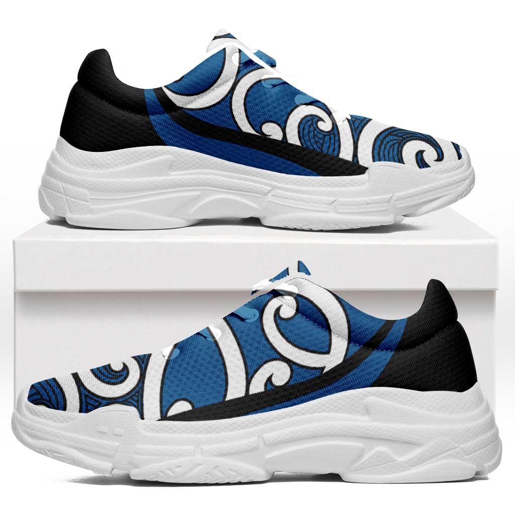 Blue Maori Koru New Zealand Chunky Sneakers LT14 Blue - Polynesian Pride