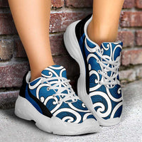 Blue Maori Koru New Zealand Chunky Sneakers LT14 - Polynesian Pride
